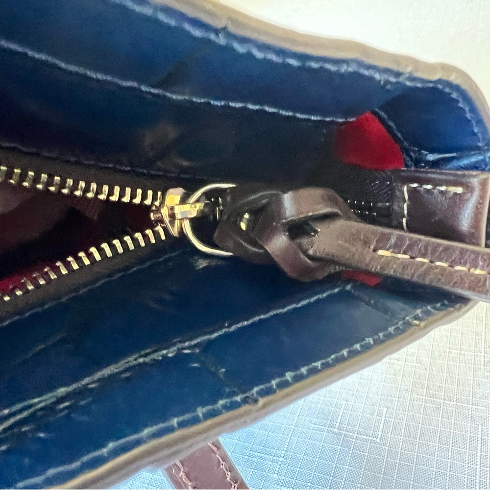 Dooney & Bourke Croc Embossed Small Lexington Tote Bag Midnight Blue EUC - Picture 14 of 16